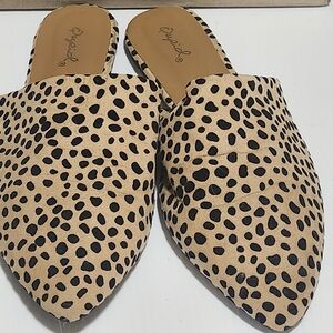 Qupid Leopard Print Tan and Black Mules